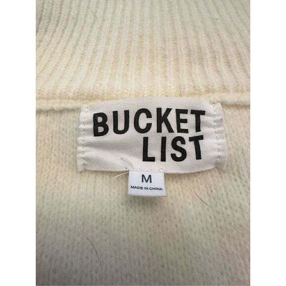 Bucketlist Colorblock Wool Blend Full Zip Knit Cardigan Sweater Brown Medium - Picture 6 of 7